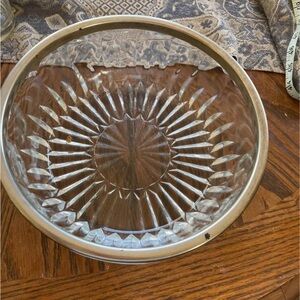Elegant Glass Bowl with Silver Rim
